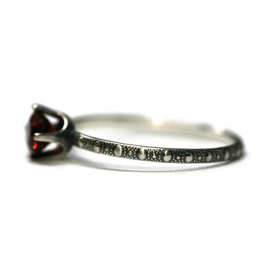 5mm Garnet Skinny Beaded Band Ring - Antique Silver Finish by Salish Sea Inspirations - image2